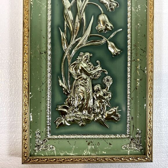 Vtg 1950's FOUR SEASONS by METALCRAFT 3D Spring Jade Green Tulips MCM Regency - Picture 5 of 5